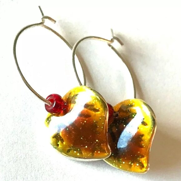 Gold Leaf Earrings Fall Thanksgiving Autumn Tree Leaves Halloween Harvest Plated - Picture 5 of 8